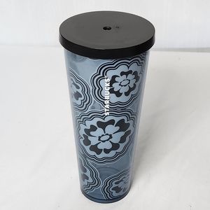 Starbucks 2018 Denim Blue Flower 24 oz Plastic Tumbler No Straw